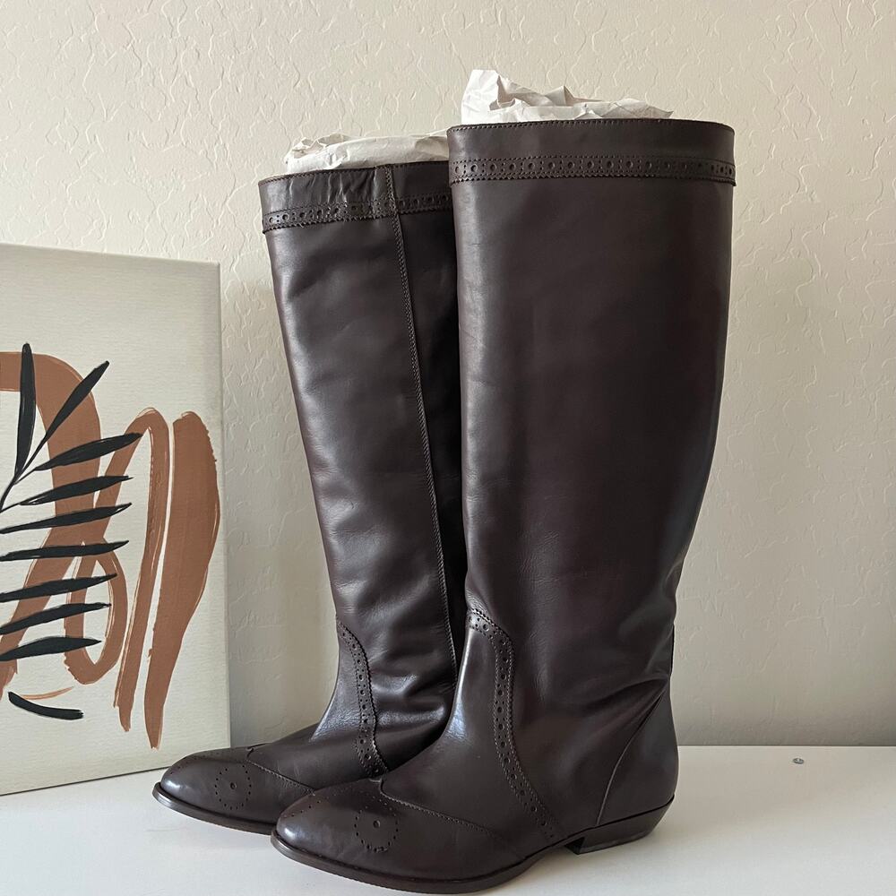 Tuckernuck Brown Middleton Leather Knee High Equestrian‎ Boots Size 6.5 New